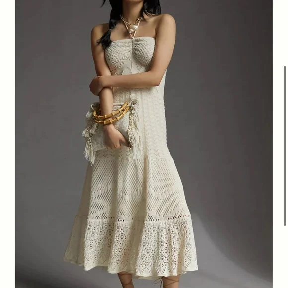 NWT Farm Rio x Anthropologie Crochet Maxi Dress - Picture 2 of 3